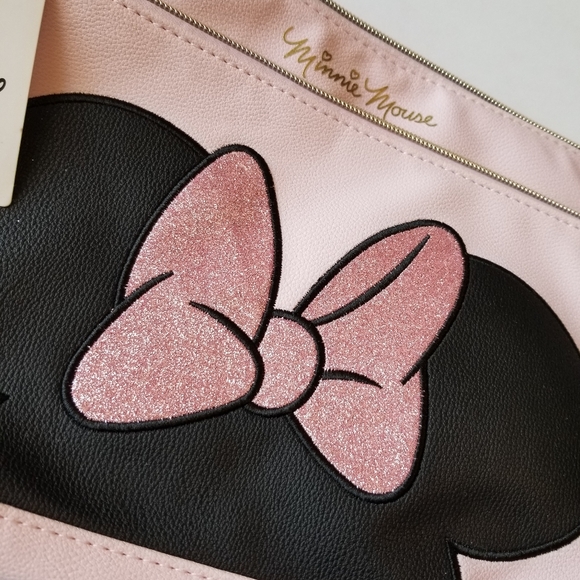 ❗Disney Minnie Mouse Baby Pink Large Glitter Double Zipper Cosmetics Bag❗ - Picture 5 of 5